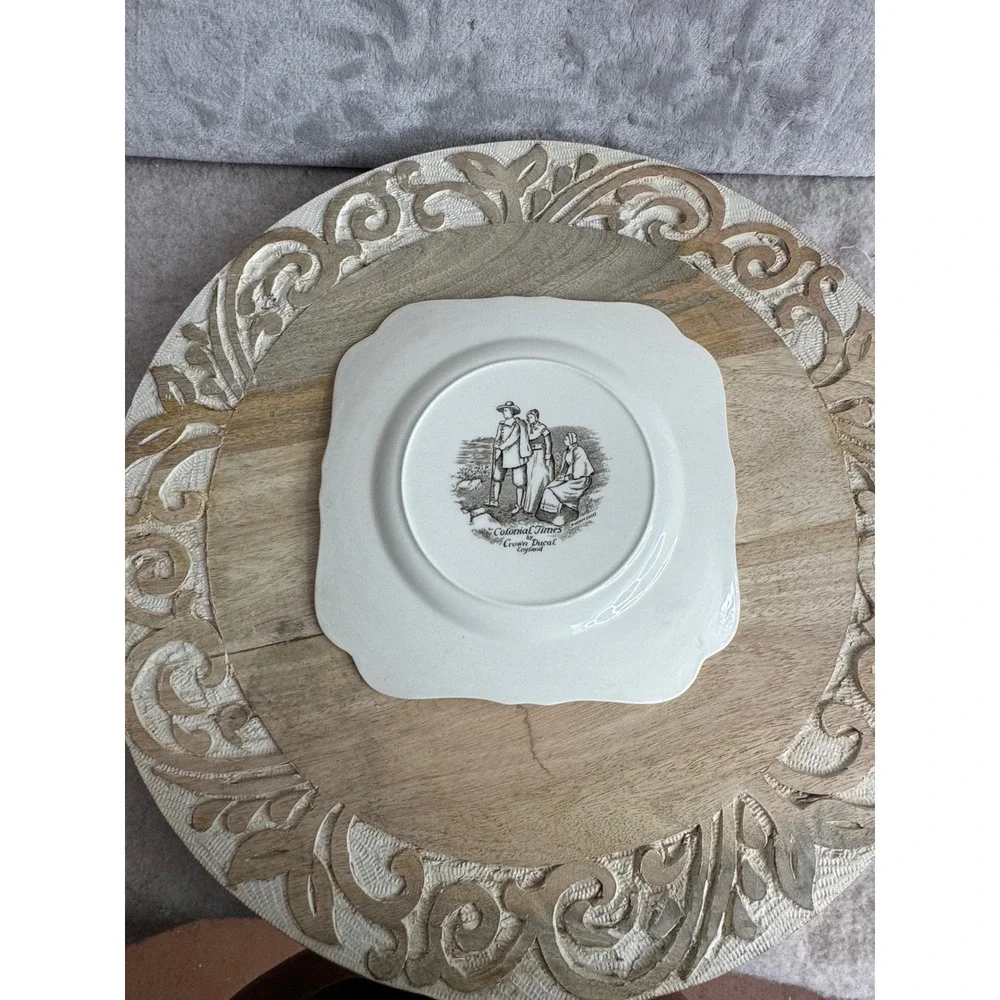Crown Ducal Colonial Times Plate‎ First President Gave Thanks Brown Transferware